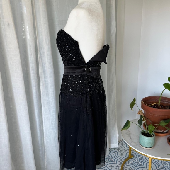 ADRIANNA PAPELL BLACK SEQUIN STRAPLESS COCKTAIL DRESS – P6 - Picture 4 of 8
